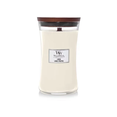 WoodWick® Linen nagy üveggyertya 610g
