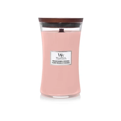 WoodWick® Pressed Blooms & Patchouli nagy üveggyertya 610g