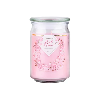 Emocio Pink Flower nagy üveggyertya 453g