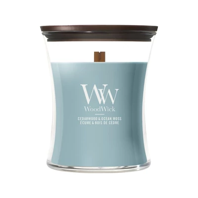 WoodWick® Cedarwood & Ocean Moss közepes üveggyertya 275g