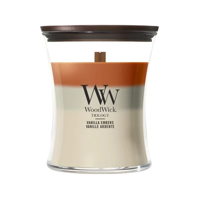 WoodWick® Vanilla Embers trilogy közepes üveggyertya 275g