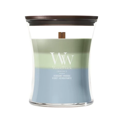 WoodWick® Verdant Woods trilogy közepes üveggyertya 275g