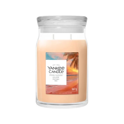 Yankee Candle®  PINK SANDS GLOW nagy üveggyertya 567g