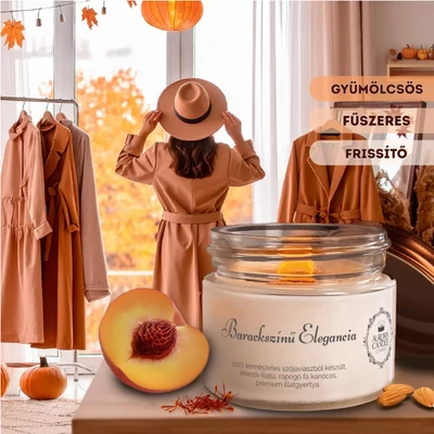 Aurora Candle Barackszínű Elegancia  Vintage illatgyertya 140g