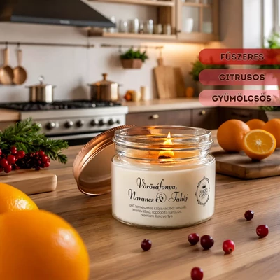 Aurora Candle Vörösáfonya, Narancs & Fahéj Vintage illatgyertya 140g