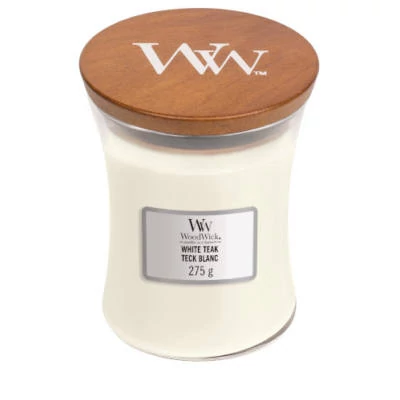 WoodWick® White Teak közepes üveggyertya