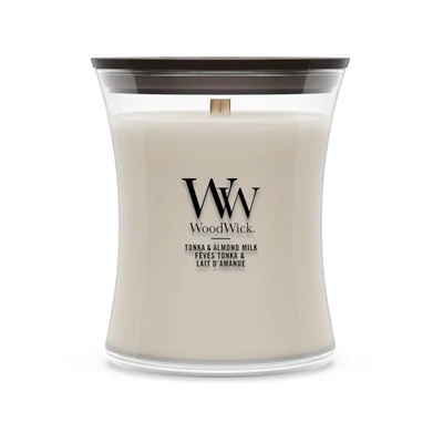 WoodWick® Tonka & Almond Milk közepes üveggyertya 275g