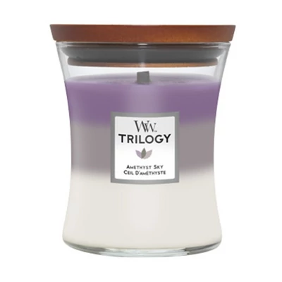 WoodWick® Amethyst Sky trilogy közepes üveggyertya 275g