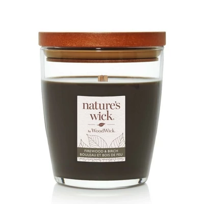 WOODWICK® Nature's Wick Firewood & Birch közepes üveggyertya 284g