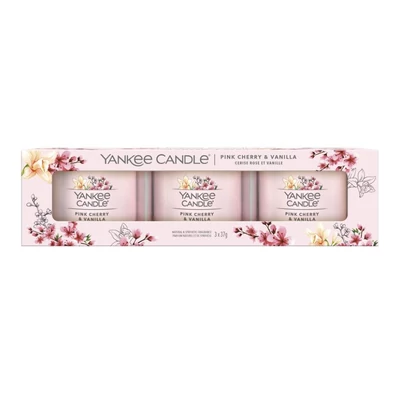 Yankee Candle® Pink Cherry Vanilla kis üveggyertya szett 3x37g