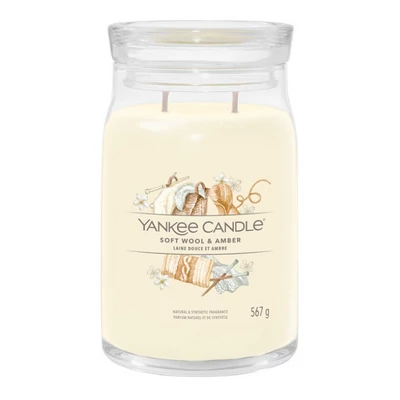 Yankee Candle® Soft wool & amber nagy üveggyertya 567g