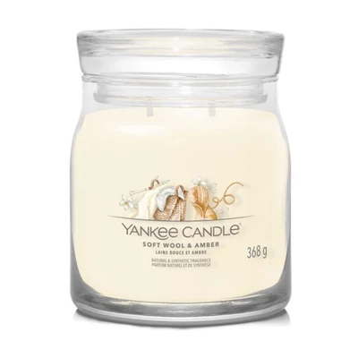 Yankee Candle® Soft Wool & Amber közepes üveggyertya 368g