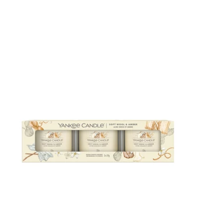 Yankee Candle® Soft Wool & Amber kis üveggyertya szett 3x37g