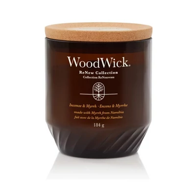 WoodWick® ReNew Incense & Myrrh közepes gyertya 184g