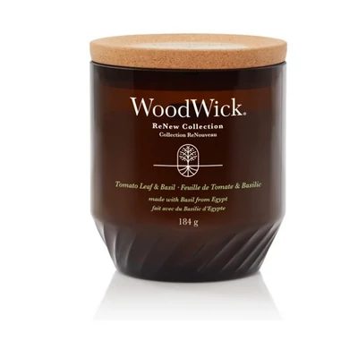 WoodWick® ReNew Tomato Leaf & Basil közepes gyertya 184g