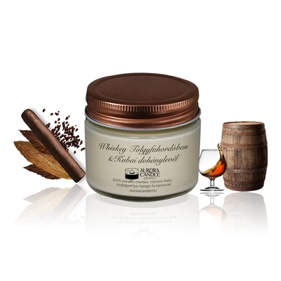 Aurora Candle Whiskey Tölgyfahordóban &amp; Kubai Dohánylevél Vintage szójaviasz illatgyertya