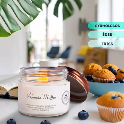 Aurora Candle Áfonyás Muffin Vintage szójaviasz illatgyertya 140g