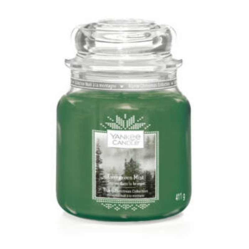 Yankee Candle® Evergreen Mist közepes üveggyertya