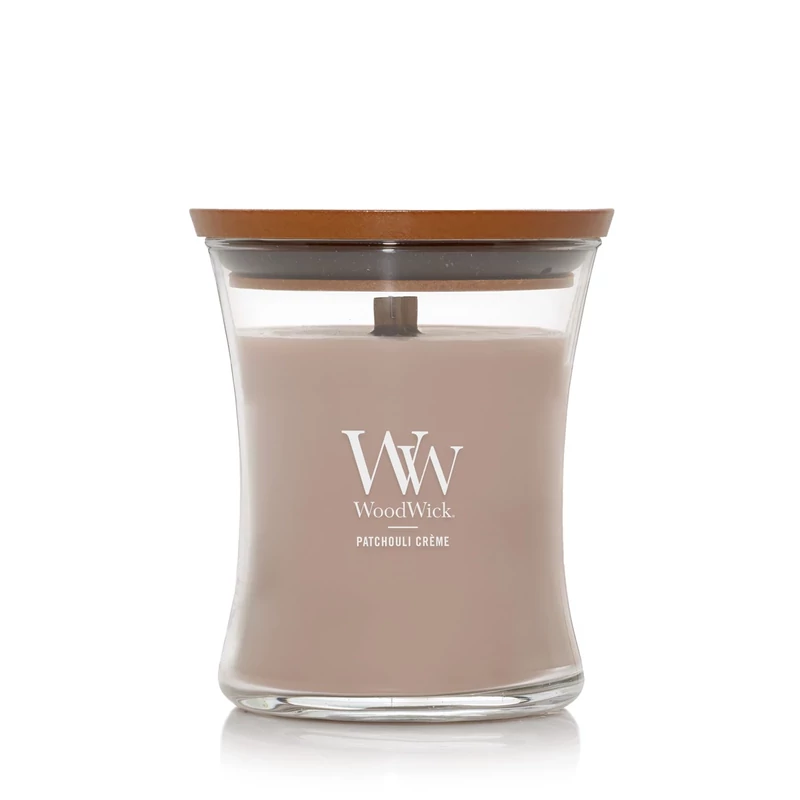 WoodWick®  Patchouli Créme közepes üveggyertya 275g