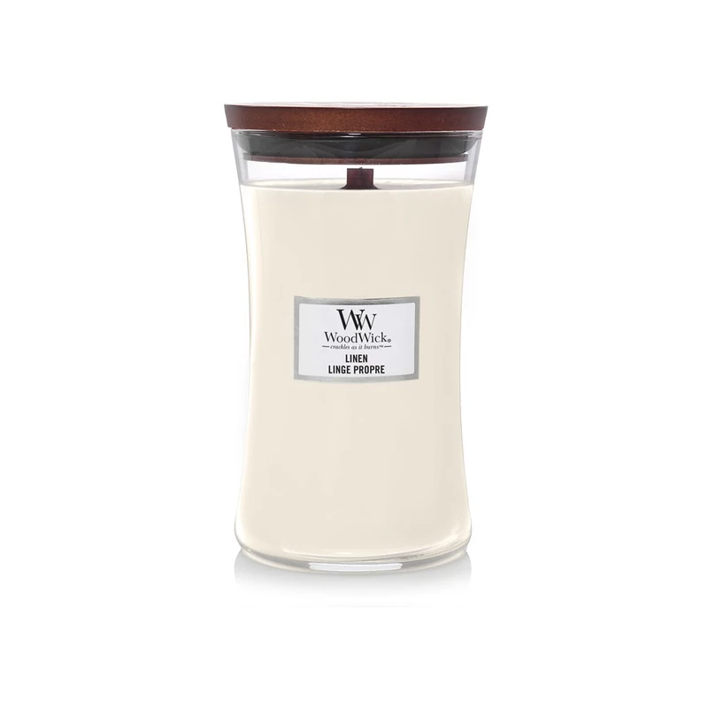WoodWick® Linen nagy üveggyertya 610g