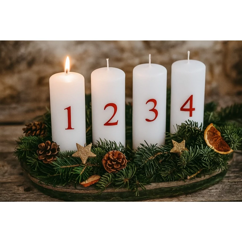 Emocio adventi gyertya szett piros számokkal