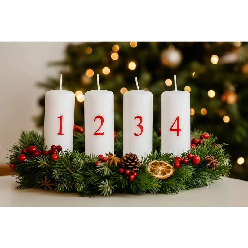 Emocio adventi gyertya szett piros számokkal