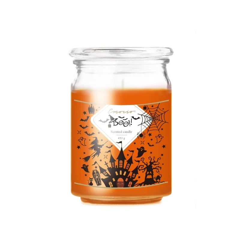 Emocio BOO nagy üveggyertya, narancs 453g
