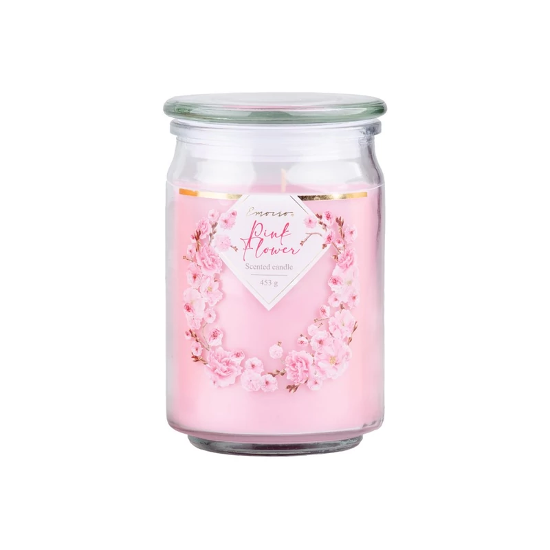Emocio Pink Flower nagy üveggyertya 453g