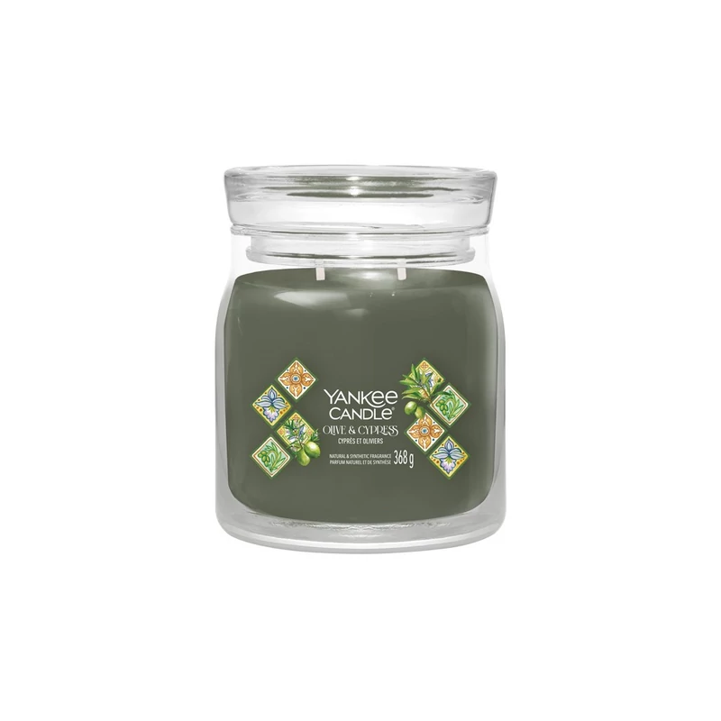 Yankee Candle® Olive & Cypress Signature közepes üveggyertya 368g