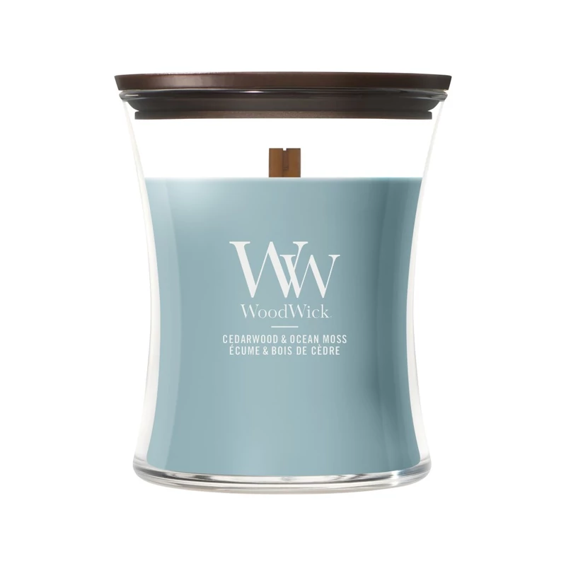 WoodWick® Cedarwood & Ocean Moss közepes üveggyertya 275g