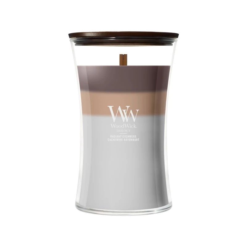 WoodWick® Radiant Cashmere trilogy nagy üveggyertya 610g