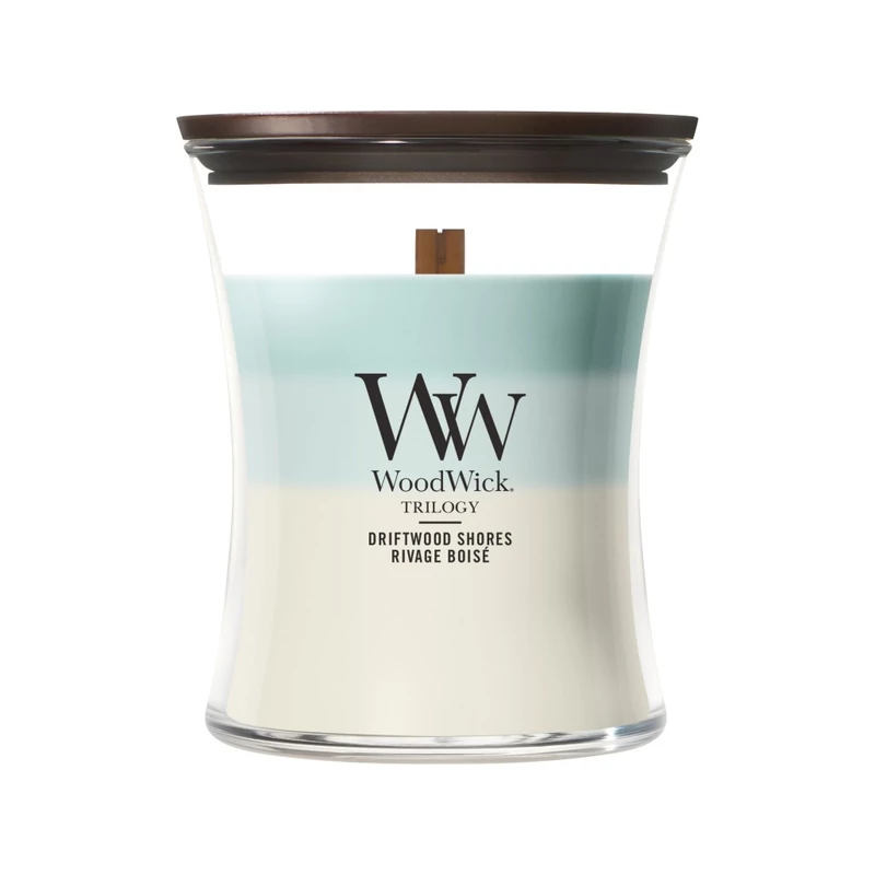 WoodWick® Driftwood Shores trilogy közepes üveggyertya 275g
