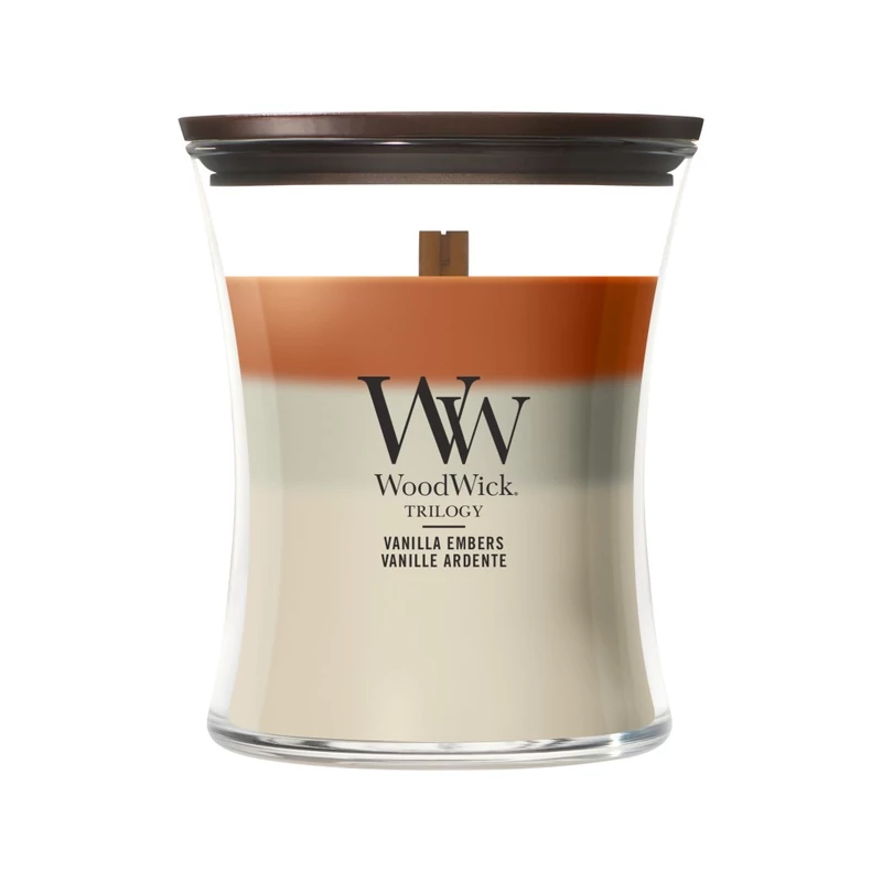 WoodWick® Vanilla Embers trilogy közepes üveggyertya 275g