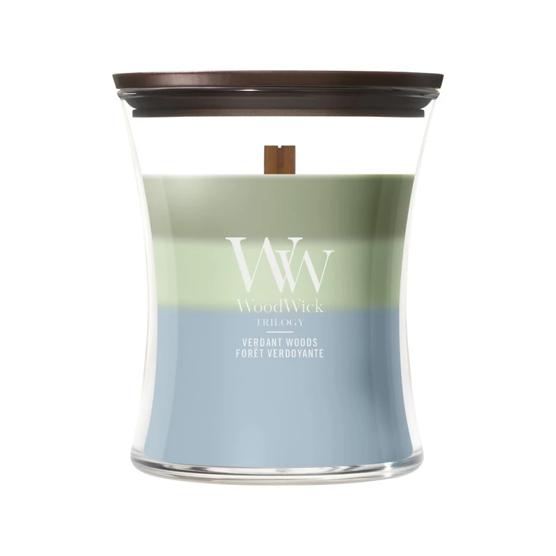WoodWick® Verdant Woods trilogy közepes üveggyertya 275g