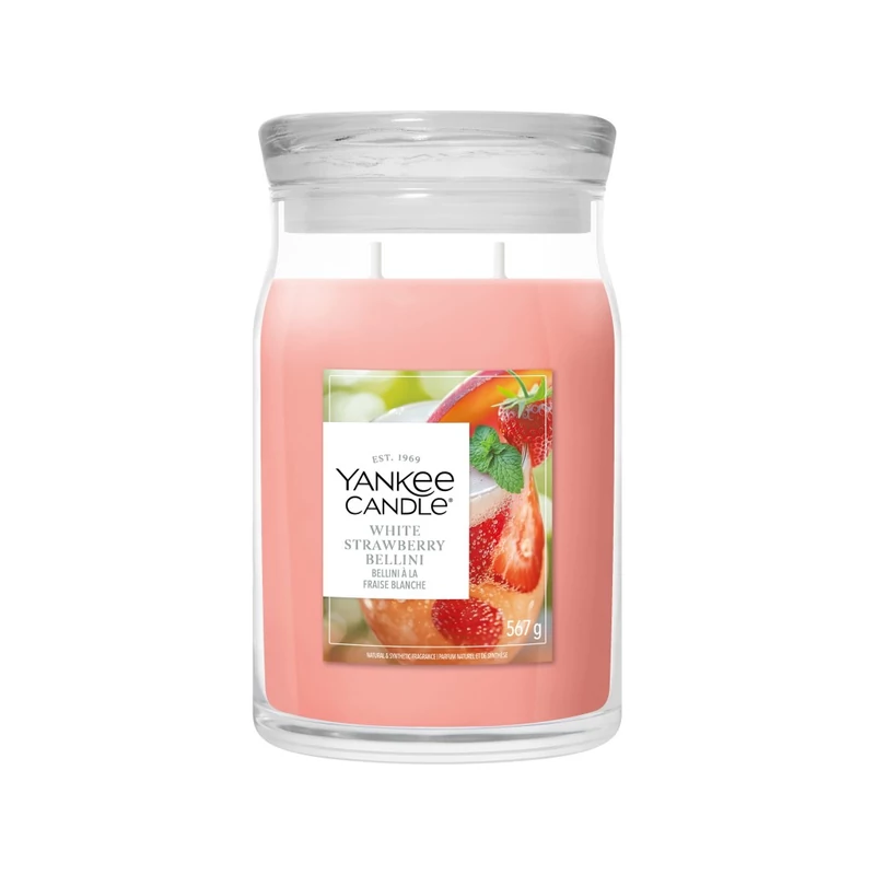 Yankee Candle® WHITE STRAWBERRY BELLINI nagy üveggyertya 567g
