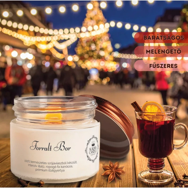 Aurora Candle Forralt Bor Vintage illatgyertya 140g