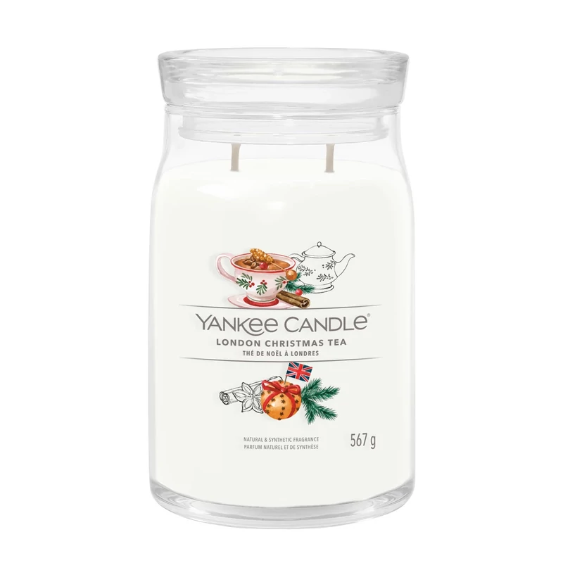 Yankee Candle® London Christmas Tea nagy üveggyertya 567g