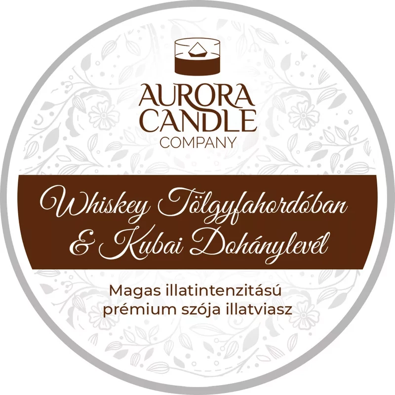 Aurora Candle Whiskey Tölgyfahordóban & Kubai Dohánylevél nagy illatviasz