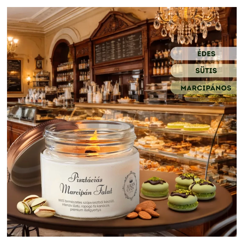 Aurora Candle Pisztáciás Marcipán Falat Vintage illatgyertya 140g
