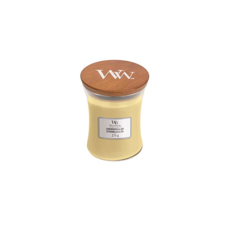 WoodWick® Lemongrass &amp; Lily közepes üveggyertya