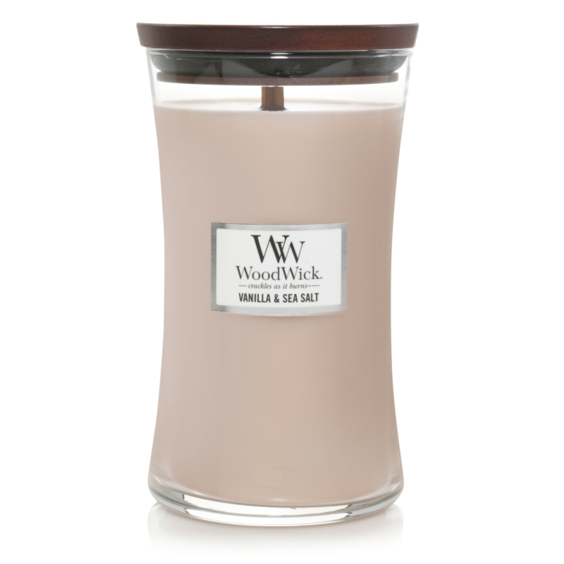 WoodWick® Vanilla &amp; Sea Salt nagy üveggyertya