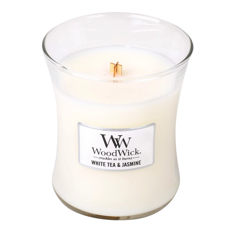 WoodWick® White Tea &amp; Jasmine közepes üveggyertya