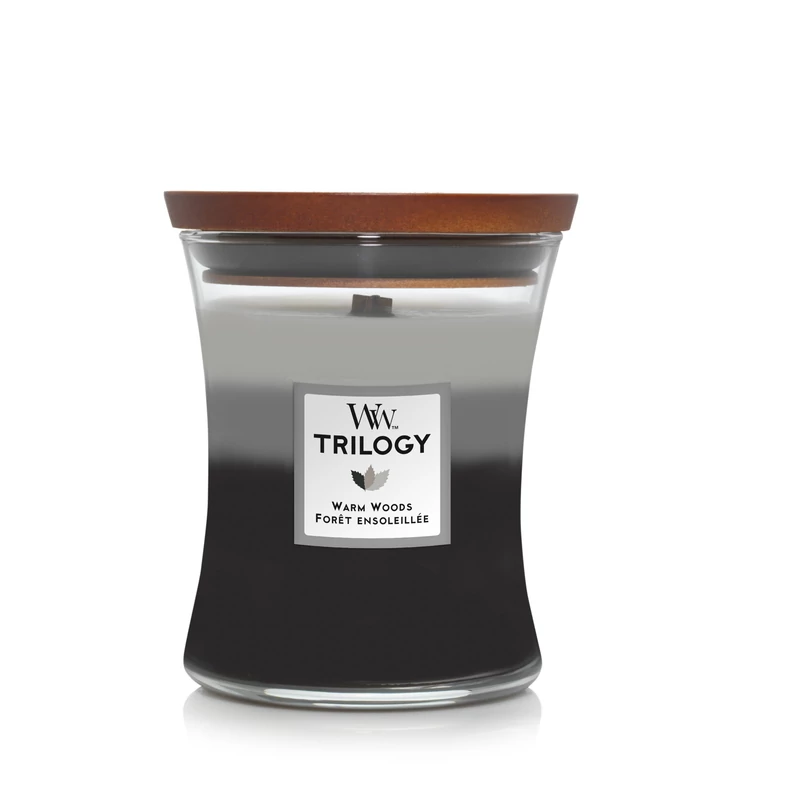 WoodWick® Warm Woods Trilogy közepes üveggyertya