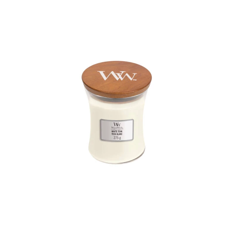WoodWick® White Teak közepes üveggyertya