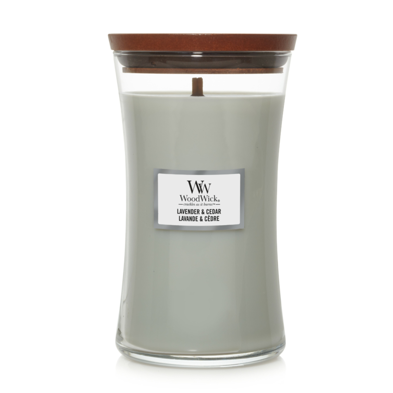 WoodWick® Lavender &amp; Cedar nagy üveggyertya