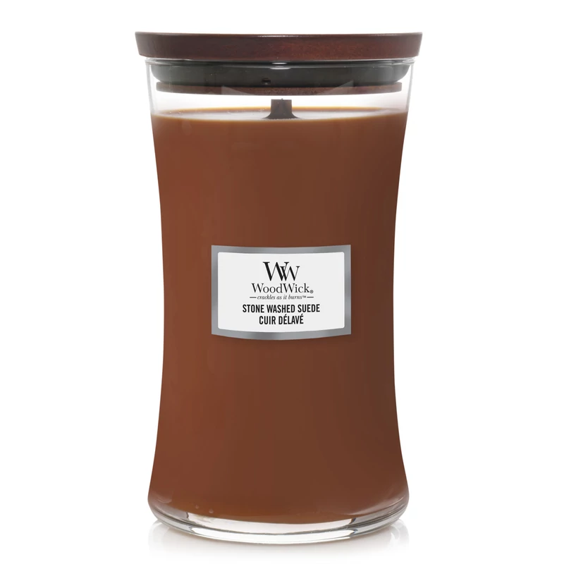 WoodWick® Stone Washed Suede nagy üveggyertya