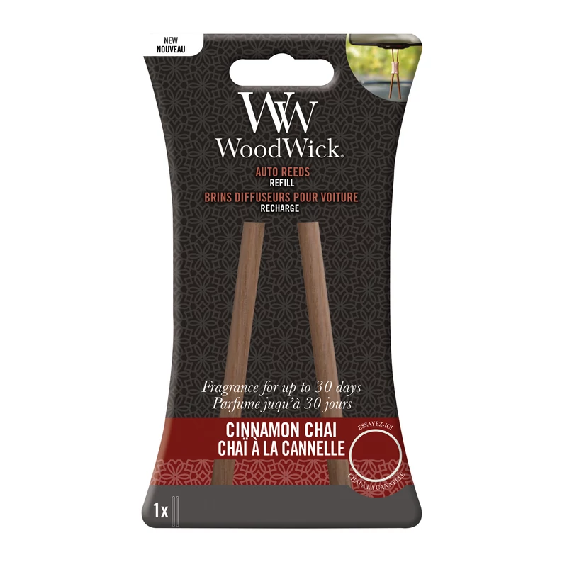 WoodWick® Cinnamon Chai Auto Reed autóillatosító utántöltő (előillatosított diffúzor utántöltő)