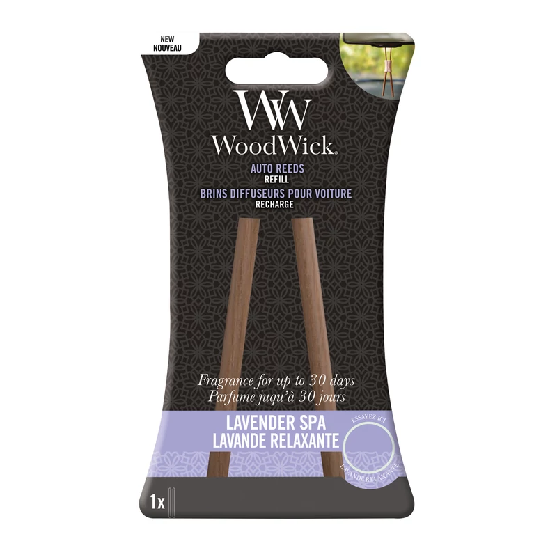 WoodWick® Lavender Spa Auto Reed autóillatosító utántöltő (előillatosított diffúzor utántöltő)