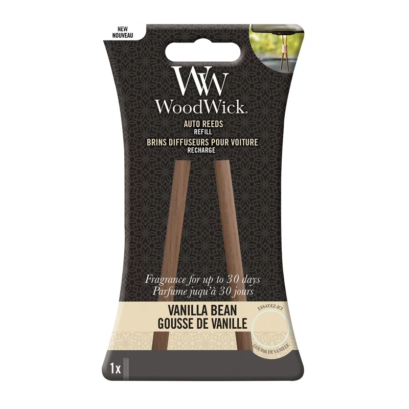 WoodWick® Vanilla Bean Auto Reed autóillatosító utántöltő (előillatosított diffúzor utántöltő)