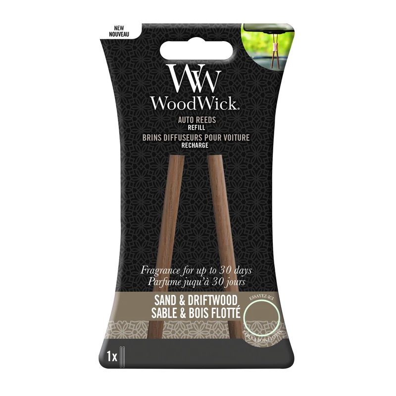 WoodWick® Sand &amp; Driftwood Auto Reed autóillatosító utántöltő (előillatosított diffúzor utántöltő)